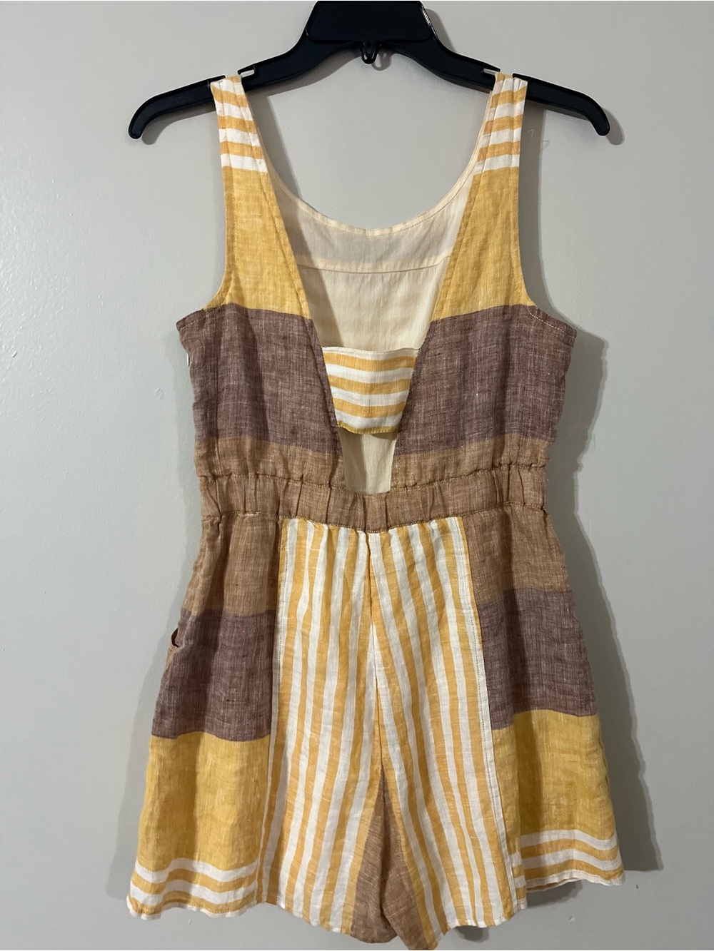 Anthro ett:twa Wesley Striped Linen Romper Sz 2 - Picture 5 of 8